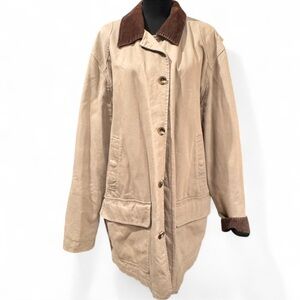 EDDIE BAUER Mens Barn Jacket XL Tall Beige Cotton Coat